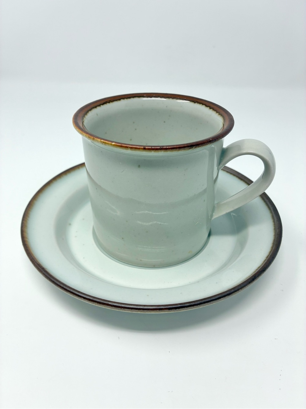 Dansk Designs Brown Mist Flat Cup Saucer Set Vintage Denmark MCM Farmhouse